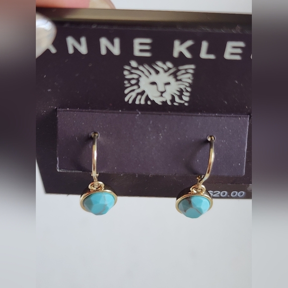NWT Anne Klein Gold and Turquoise Drop Stud Earrings - Picture 8 of 11